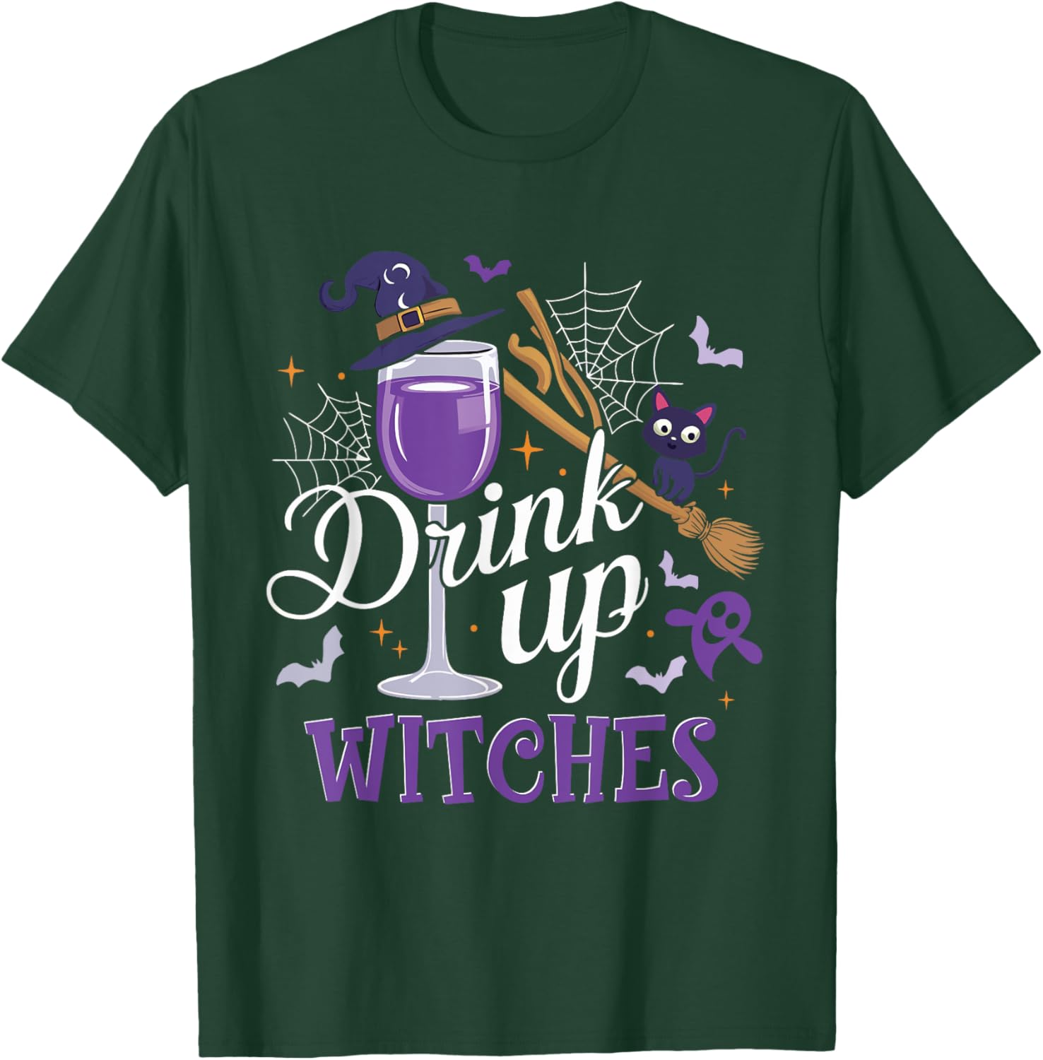Drink Up Witches Wine Party Halloween Drinking T-Shirt - T-Shirt | Forest