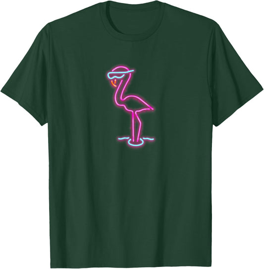 Retro Neon Flamingo T Shirt 80s 90s Vaporwave by MCMA T-Shirt - T-Shirt | Forest