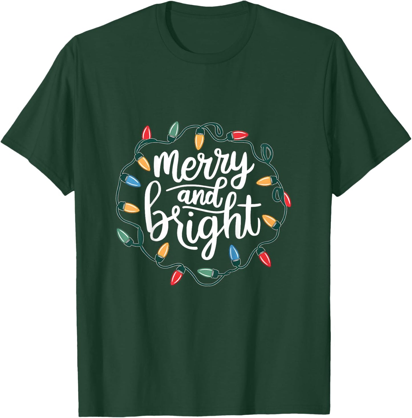 Kids Girls Merry And Bright Shirt Kids Little Girl Christmas T-Shirt - T-Shirt | Forest