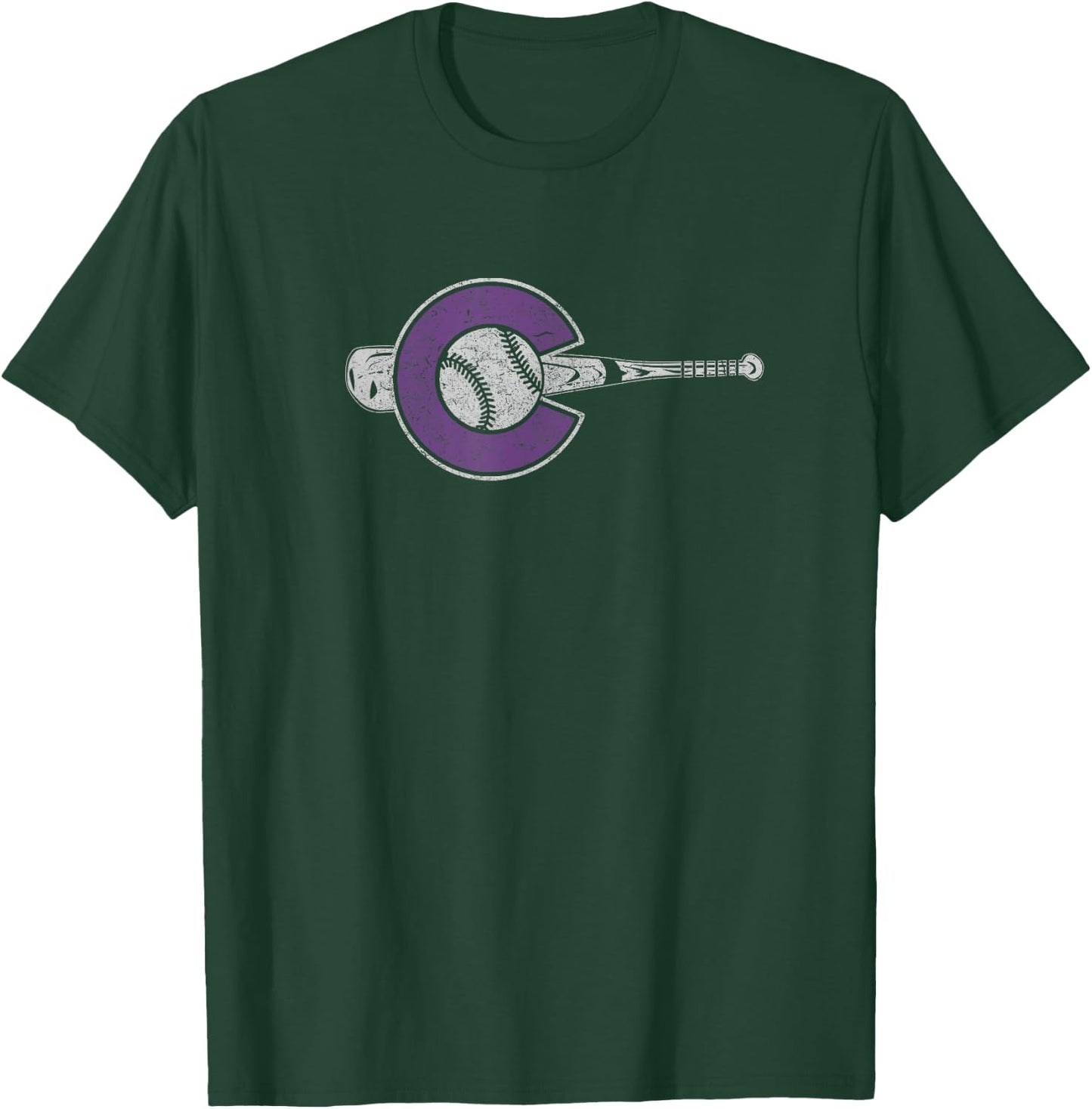 Colorado Baseball Colorado State Flag and Baseball Design T-Shirt - T-Shirt | Forest