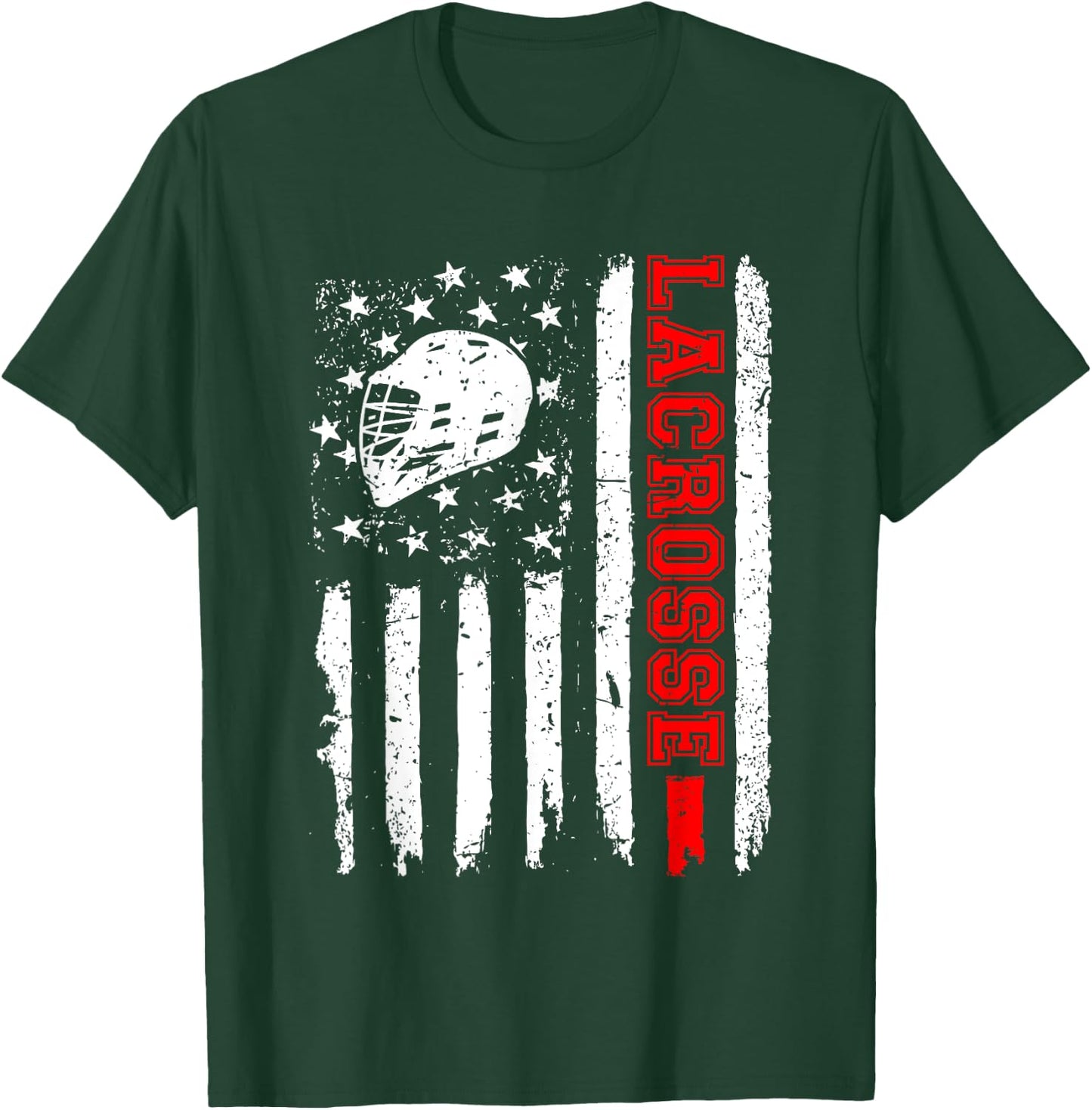 Lacrosse American Flag Distressed T-Shirt - T-Shirt | Forest