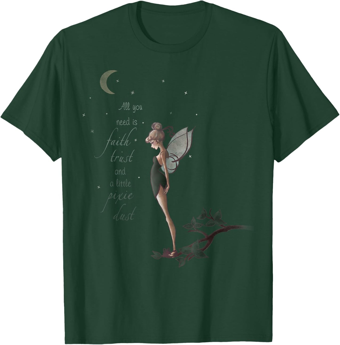 Disney Peter Pan Tinker Bell Moon Quote Art Graphic T-Shirt - T-Shirt | Forest