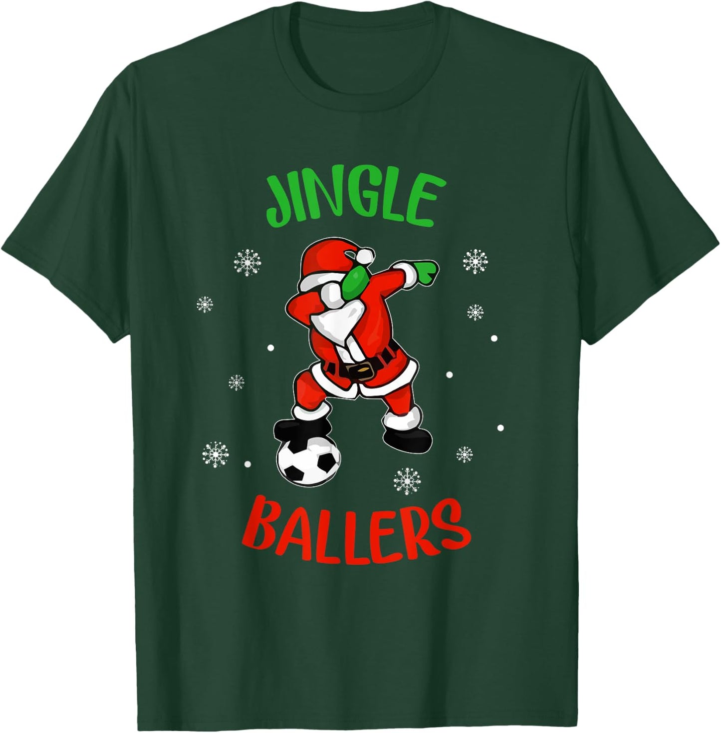 Jingle Ballers Christmas Soccer Santa Football T-Shirt - T-Shirt | Forest