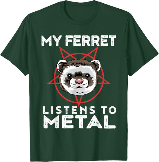 Metal Ferret Funny Goth And Heavy Metal Animal Shirt T-Shirt - T-Shirt | Forest