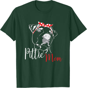 Pittie Mom American Pitbull Dog Lover Dogs Mother's Day Women Girls Kids T-Shirt - T-Shirt | Forest