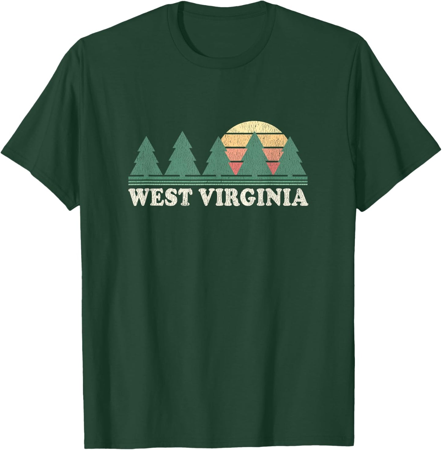West Virginia WV Vintage Retro 70s T-Shirt - T-Shirt | Forest
