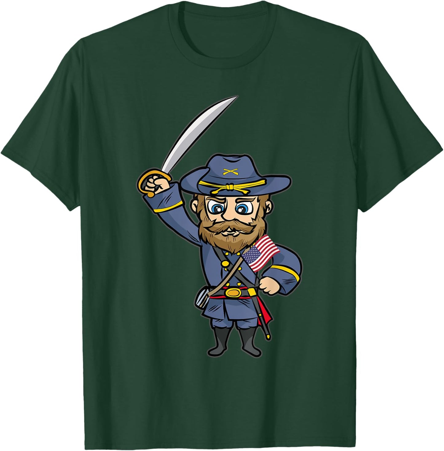 Civil War Soldier | Union General Cartoon Gift Comic T-Shirt - T-Shirt | Forest