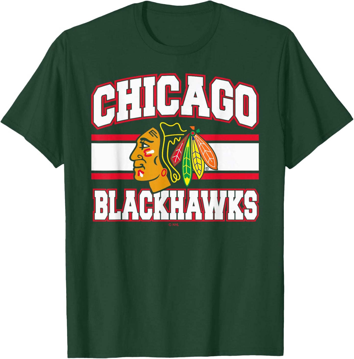Chicago Blackhawks Stripe Black Officially Licensed T-Shirt - T-Shirt | Forest