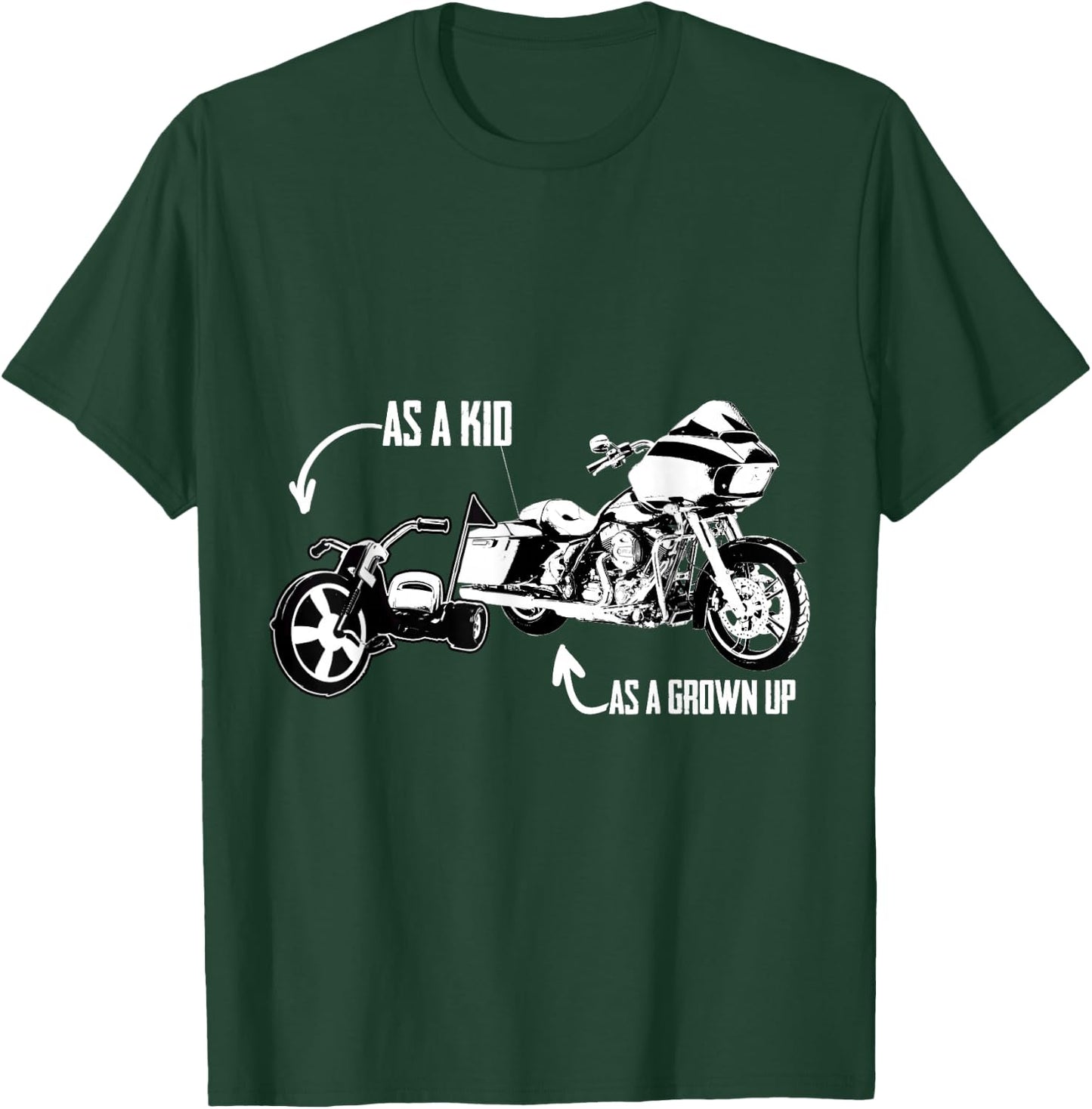 Men's Kid's Big Wheel Tricycle Road Glide Motorcycle Design T-Shirt - T-Shirt | Forest