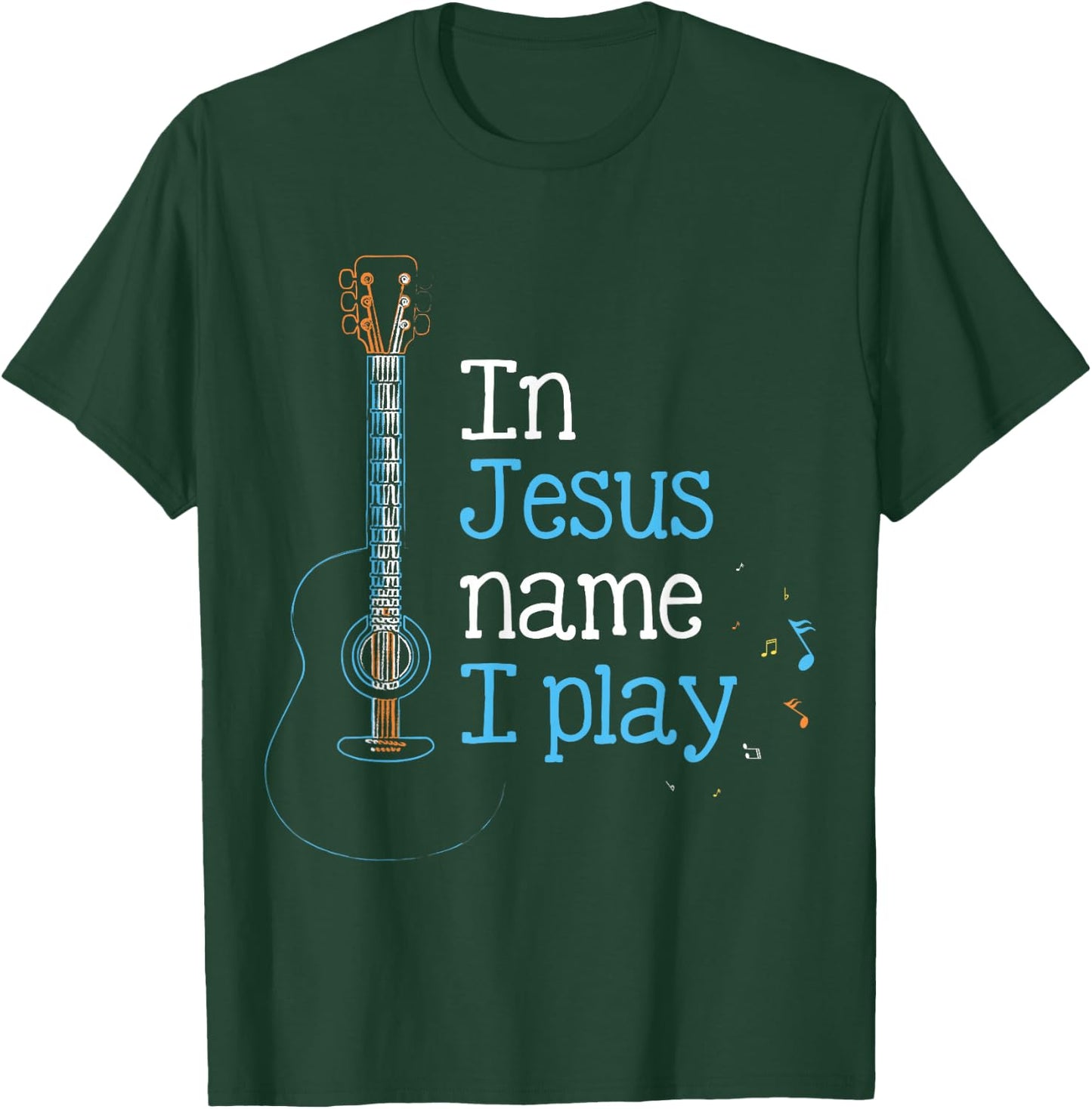 In Jesus Name i Play Guitar Christian Vintage Guitar Player T-Shirt - T-Shirt | Forest