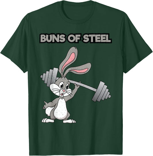 Buns Of Steel Weight Lifting Bunny Workout Animal T-Shirt - T-Shirt | Forest