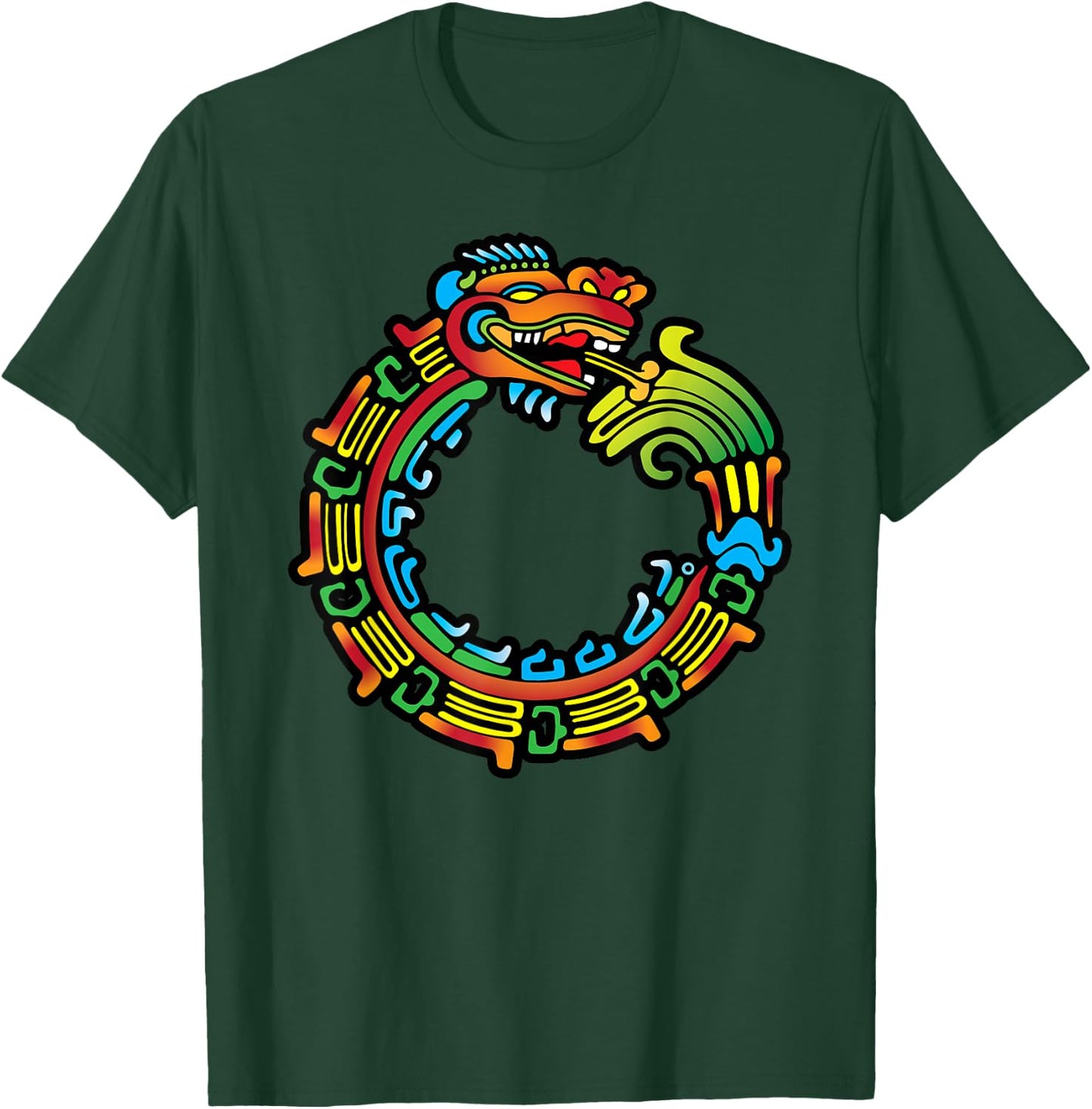 Aztec Ouroboros Quetzalcoatl Feathered Serpent Mayan T-Shirt - T-Shirt | Forest