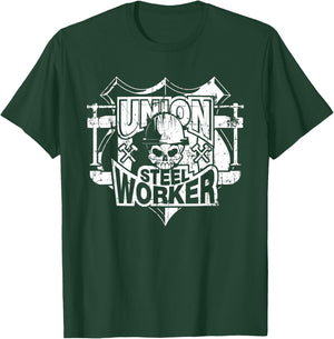 Tough Proud Union Steel Worker Skull T-Shirt - T-Shirt | Forest