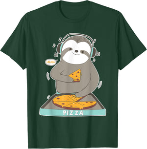 Sloth Pizza Shirt Women Kids Girls Boys T-Shirt - T-Shirt | Forest