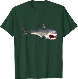 Great White With Human Teeth Funny Shark T-Shirt - T-Shirt | Forest