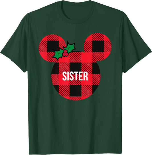 Disney Minnie Mouse Family Matching Holiday Plaid Sister T-Shirt - T-Shirt | Forest