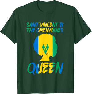 St Vincent & The Grenadines Queen Flag Afro Pride Proud T-Shirt - T-Shirt | Forest