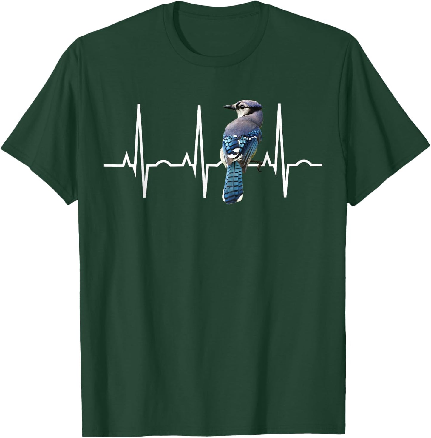 Blue Jay Shirt for Birders - Bluejay Heartbeat T-Shirt - T-Shirt | Forest