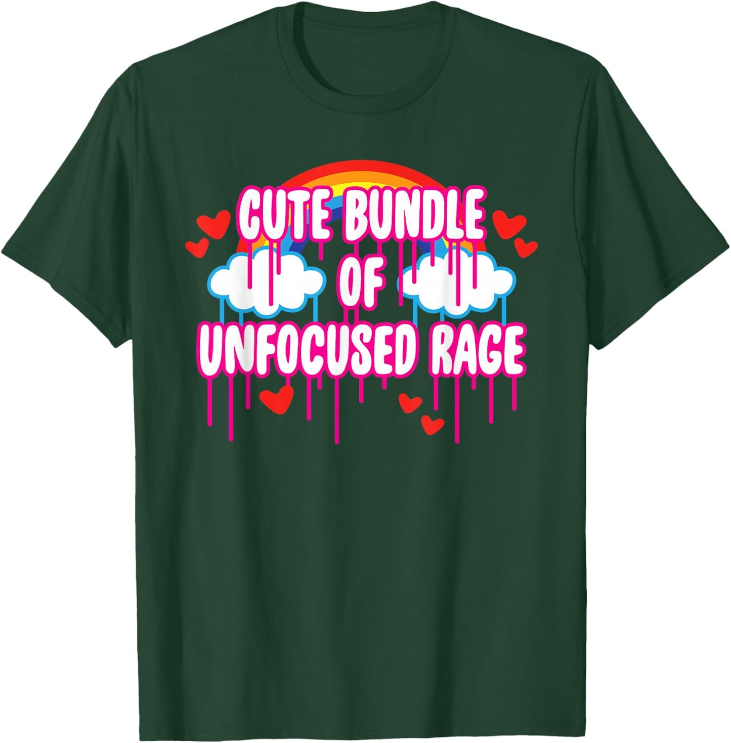 Cute Bundle of Unfocused Rage Rainbow Clouds Drips Hearts Small T-Shirt - T-Shirt | Forest