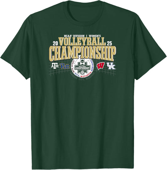 NCAA Women's Volleyball Championship 2025 Four Team Black T-Shirt - T-Shirt | Forest