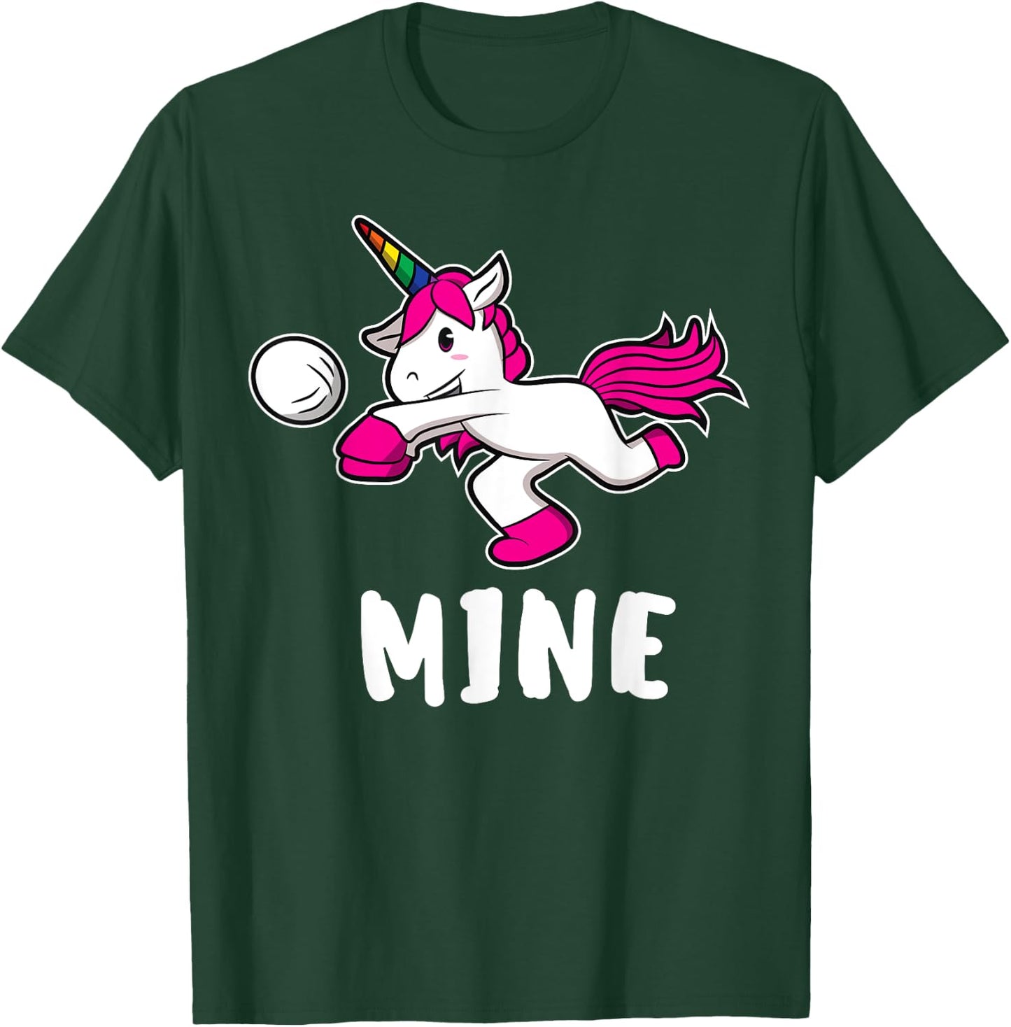 Funny Mine Volleyball Unicorn For Volleyball Girls T-Shirt - T-Shirt | Forest