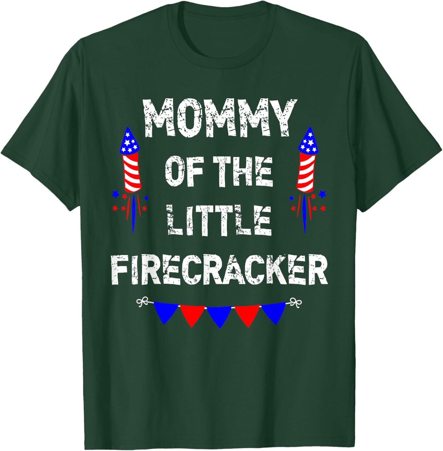 4th of July Birthday - Mom Mommy Of The Little Firecracker T-Shirt - T-Shirt | Forest