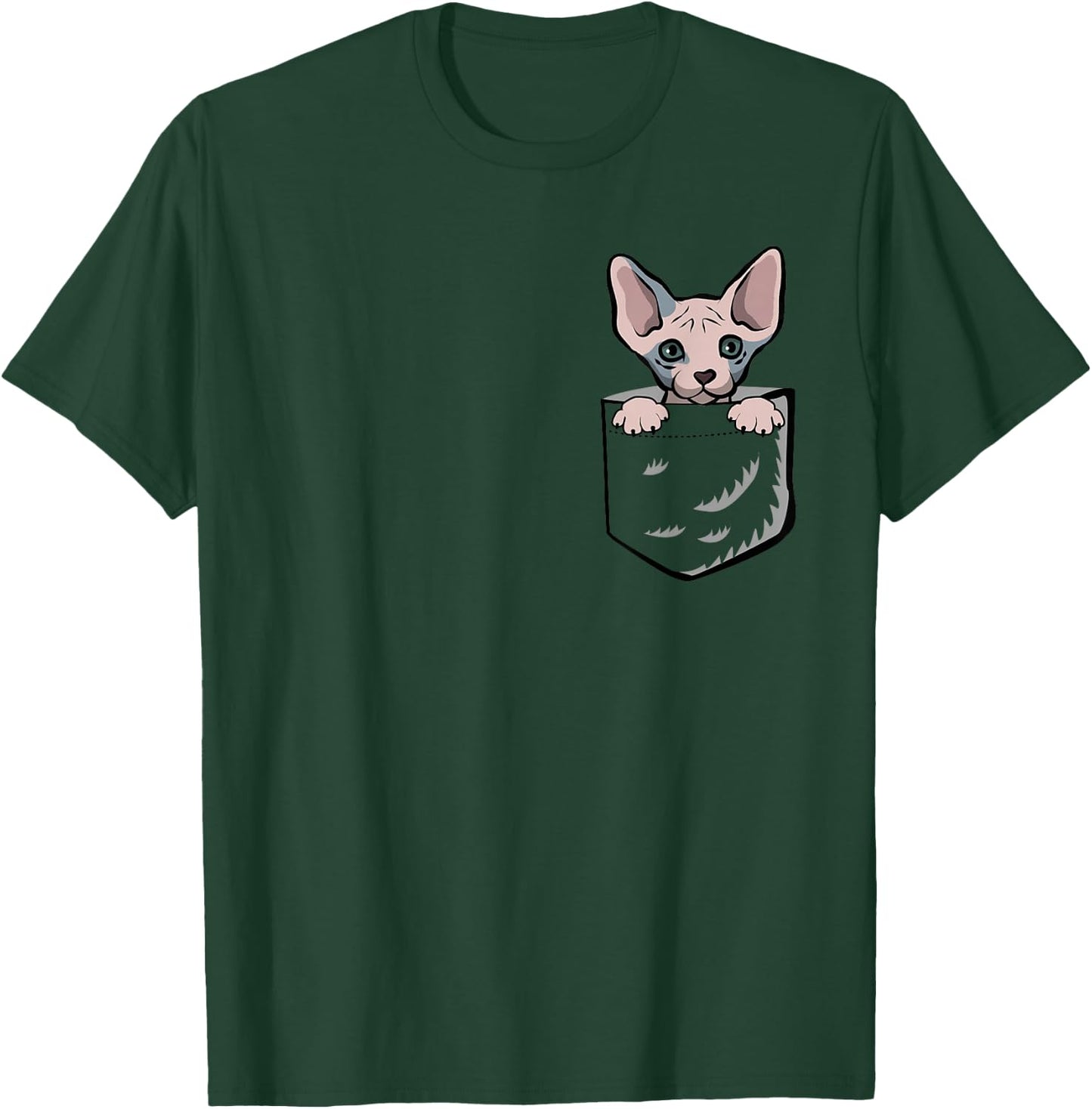Adorable Little Sphynx Cat In The Pocket T-Shirt - T-Shirt | Forest