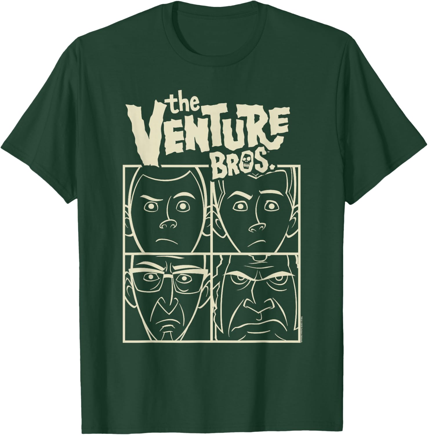 Adult Swim Venture Bros. Adult Men's Black Cartoon Themed Cartoon Patterned Classic Style with & Short Sleeves - Small T-Shirt - T-Shirt | Forest
