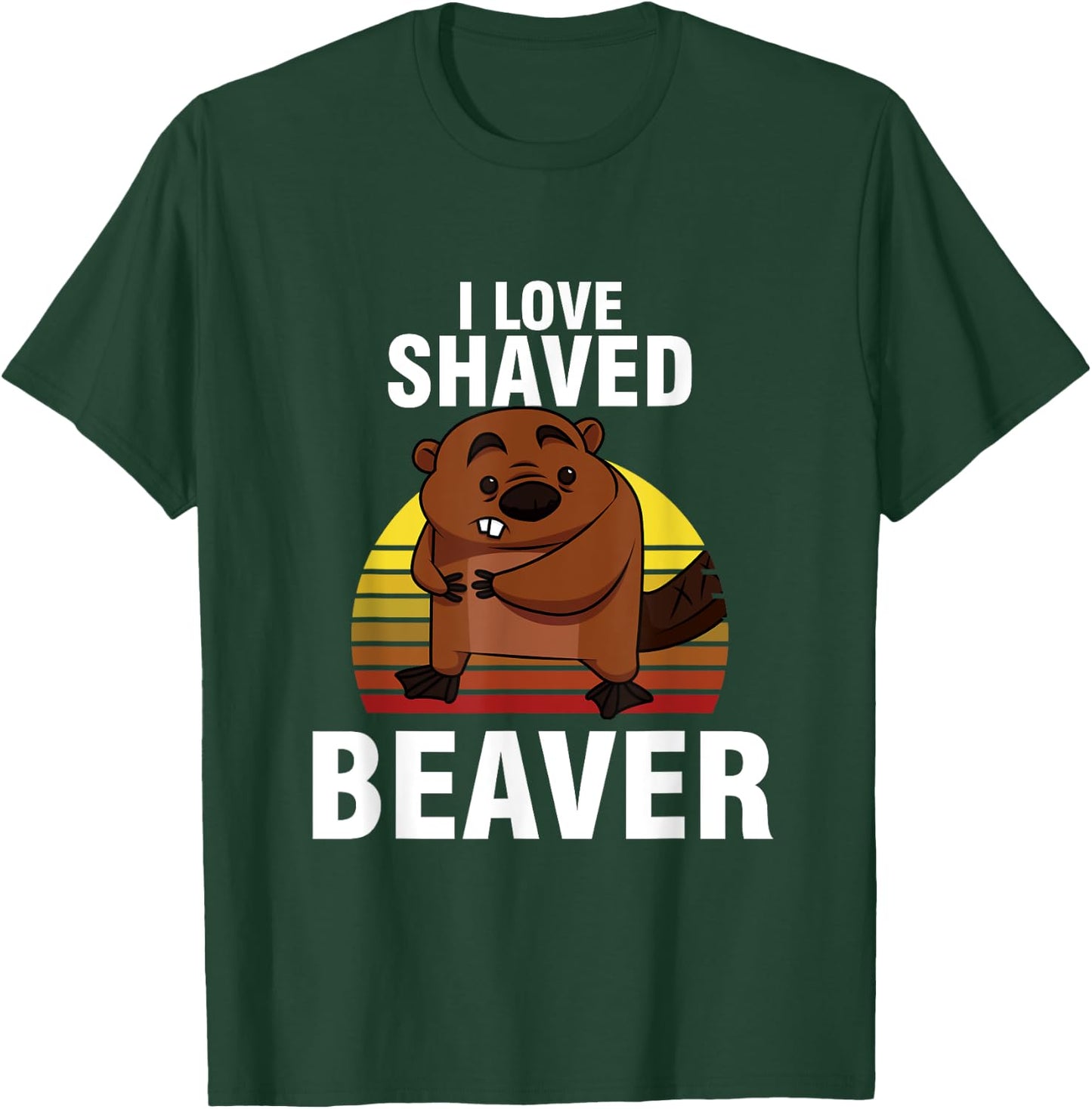 Retro Sunset Beaver Lover I Love Shaved Beaver Animal Art T-Shirt - T-Shirt | Forest