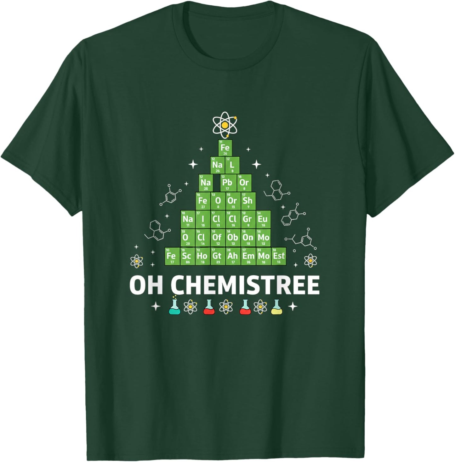 Oh Chemistree Christmas Chemistry Periodic Table Holiday T-Shirt - T-Shirt | Forest