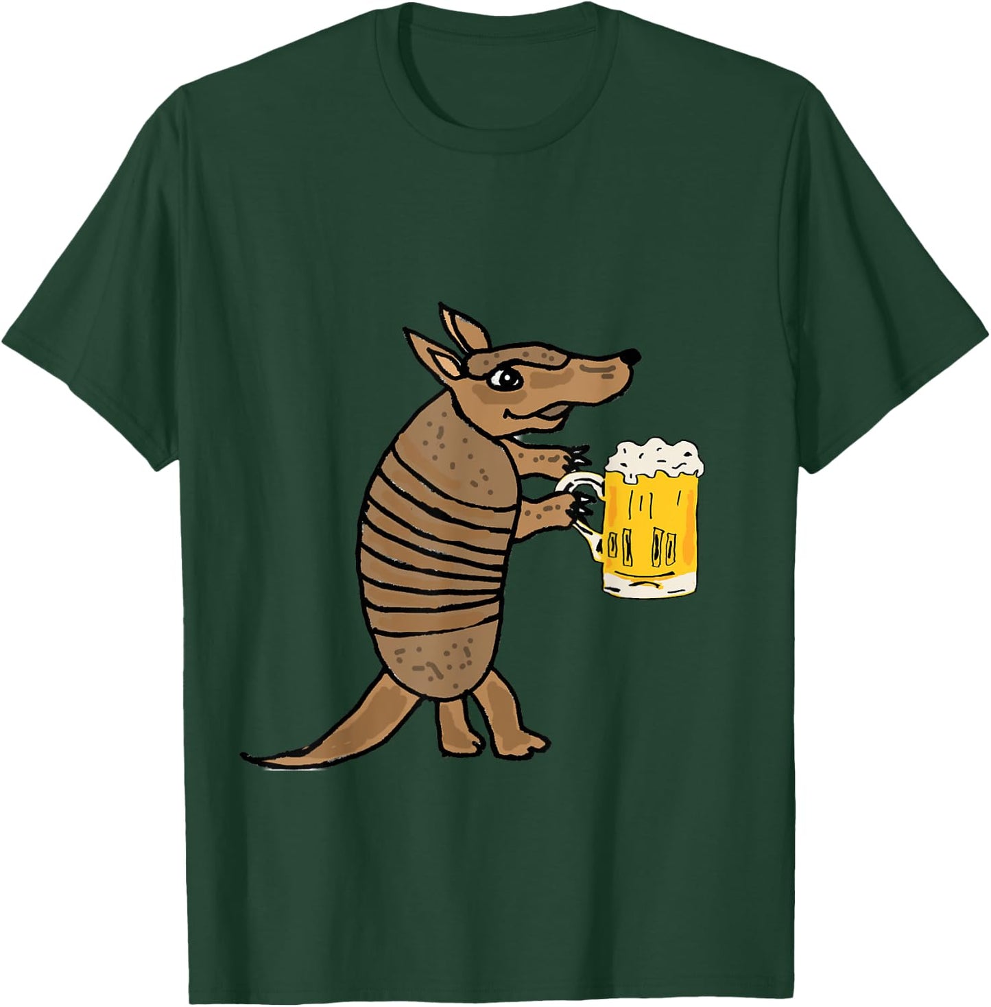 Smilemoretees Funny Armadillo Drinking Beer T-Shirt - T-Shirt | Forest