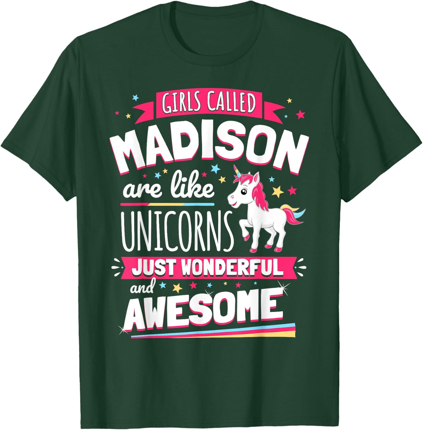 Madison Forename Prename First Given Name Unicorn T-Shirt - T-Shirt | Forest