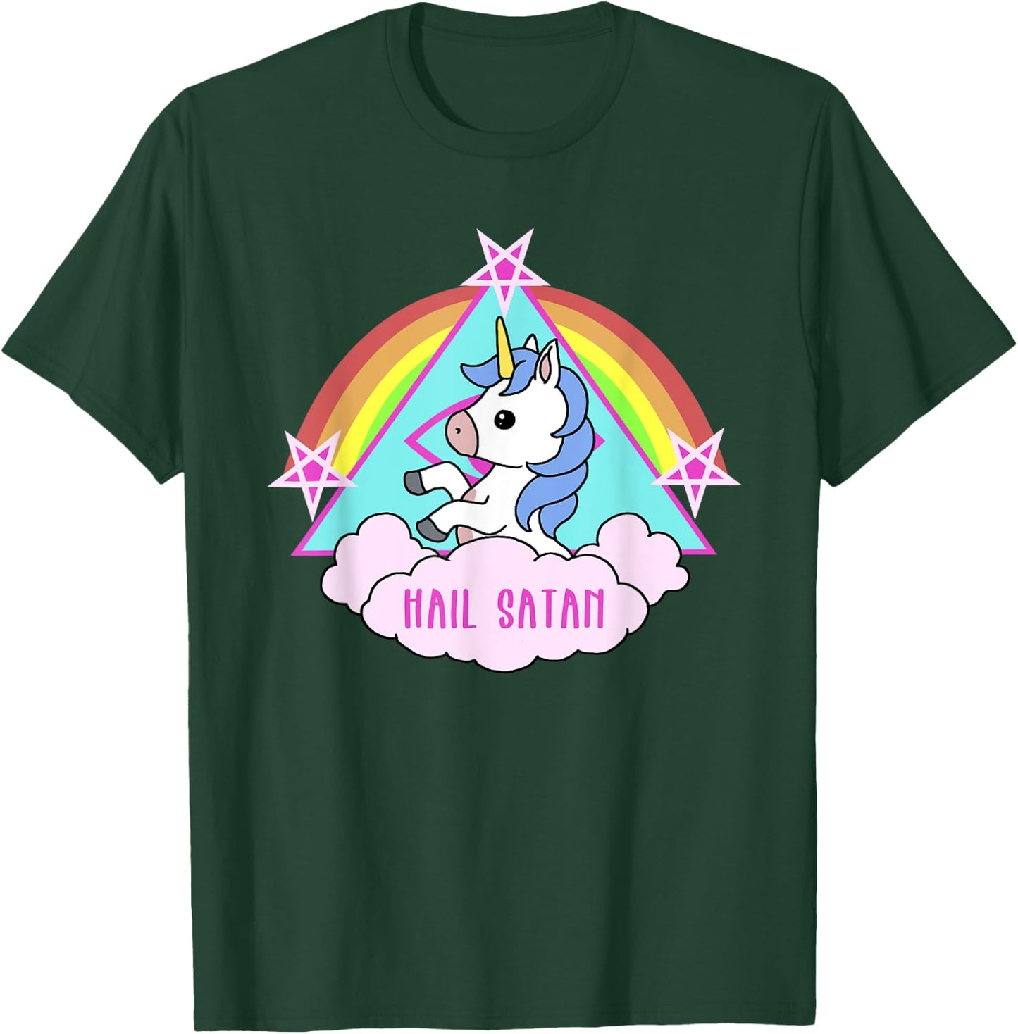 Hail Satan Funny Unicorn T-Shirt - T-Shirt | Forest