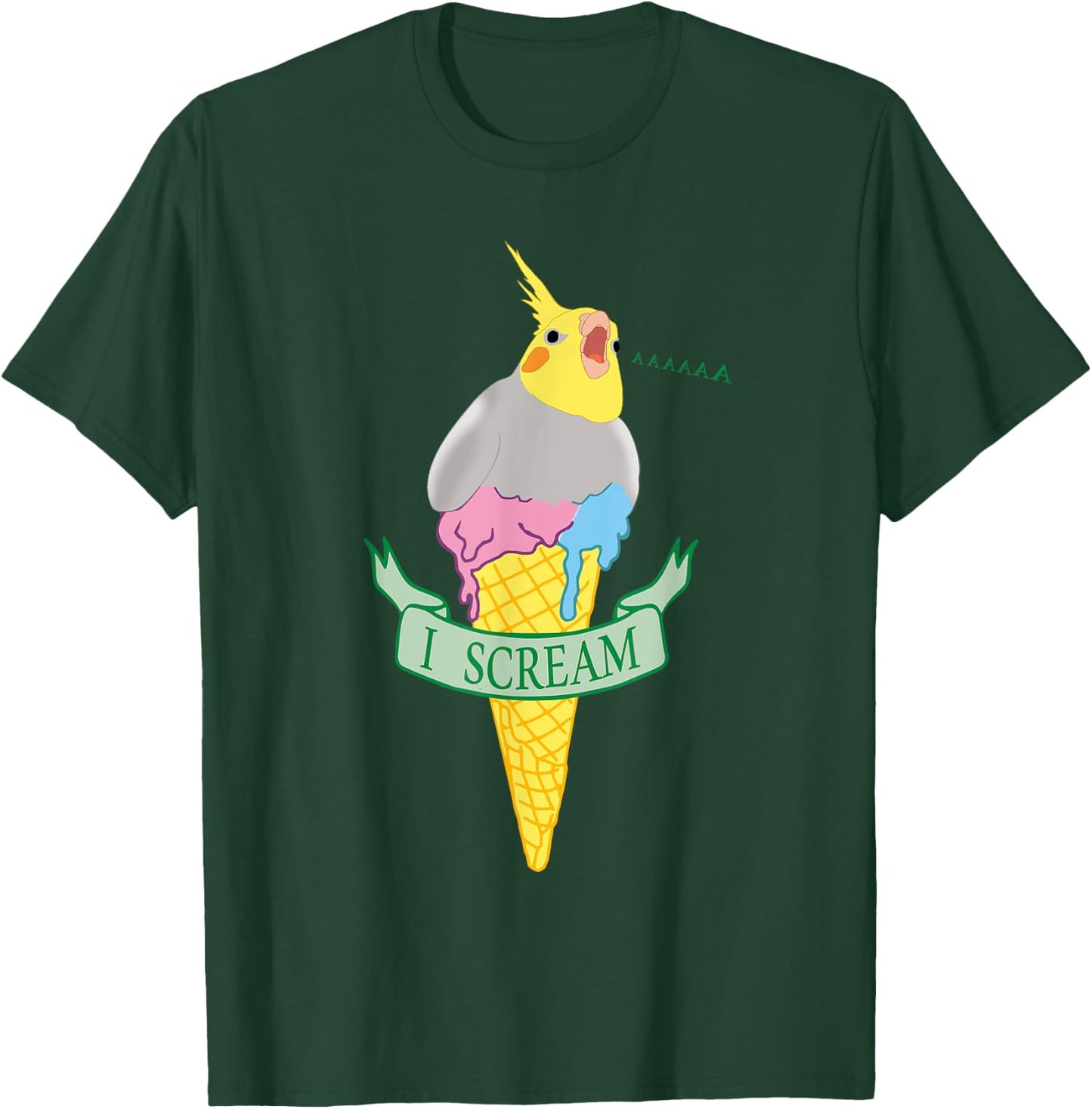 Funny Parrot Pet Doodle I Scream Ice Cream Cockatiel T-Shirt - T-Shirt | Forest