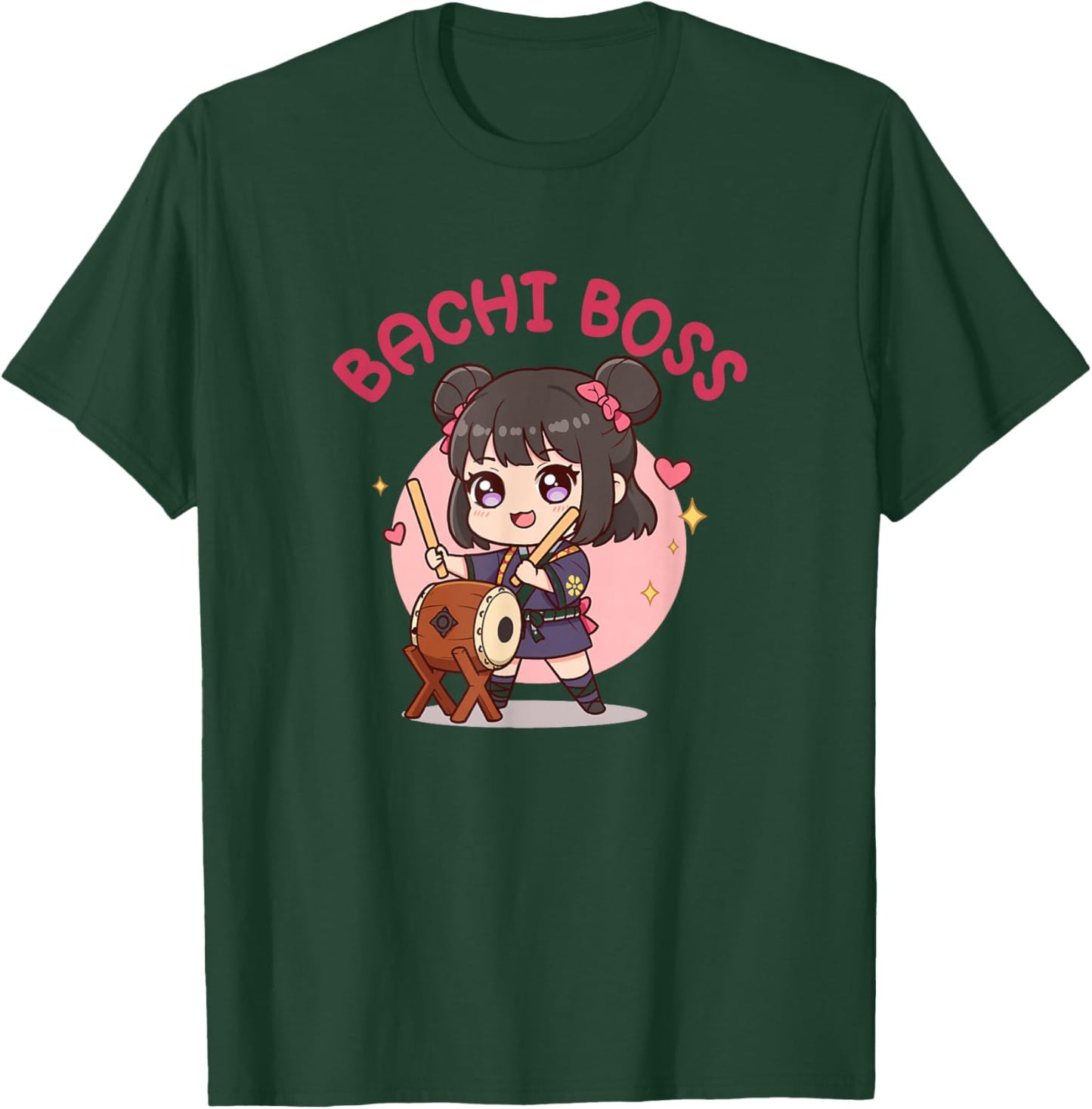 Bachi Boss Cute Kawaii Taiko Drummer Girl T-Shirt - T-Shirt | Forest