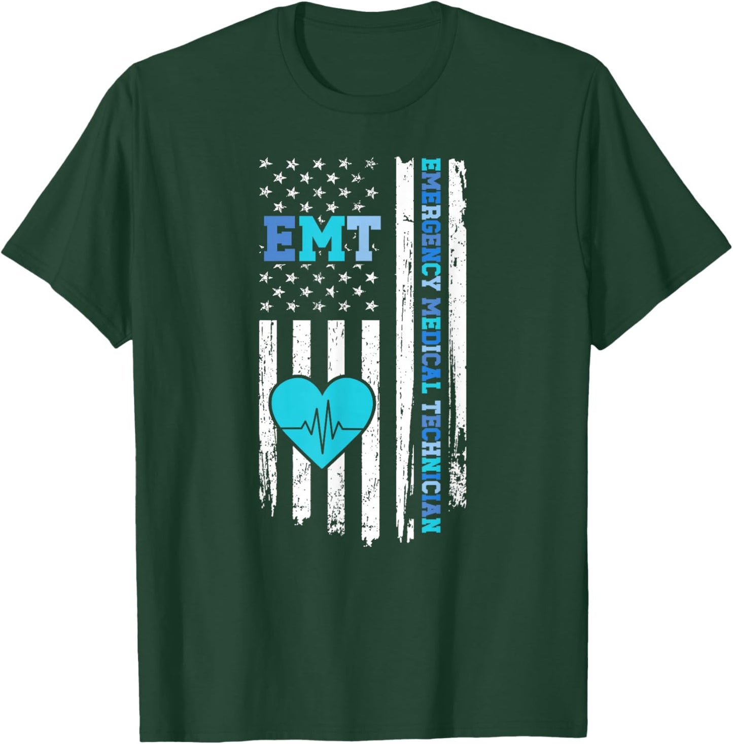 Emergency Medical Technician US Flag EMT T-Shirt - T-Shirt | Forest