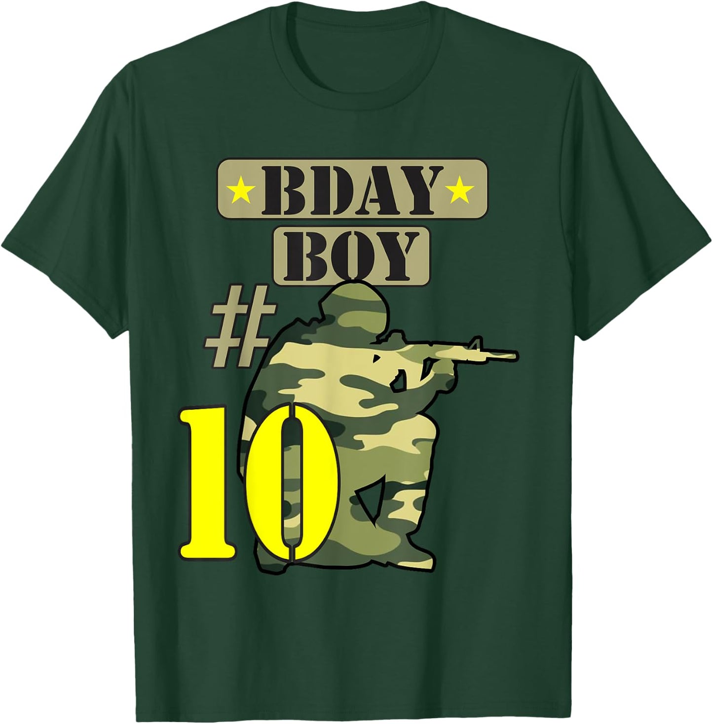 10Th Birthday Boy Camo -Ten years old -Camouflage T-Shirt - T-Shirt | Forest