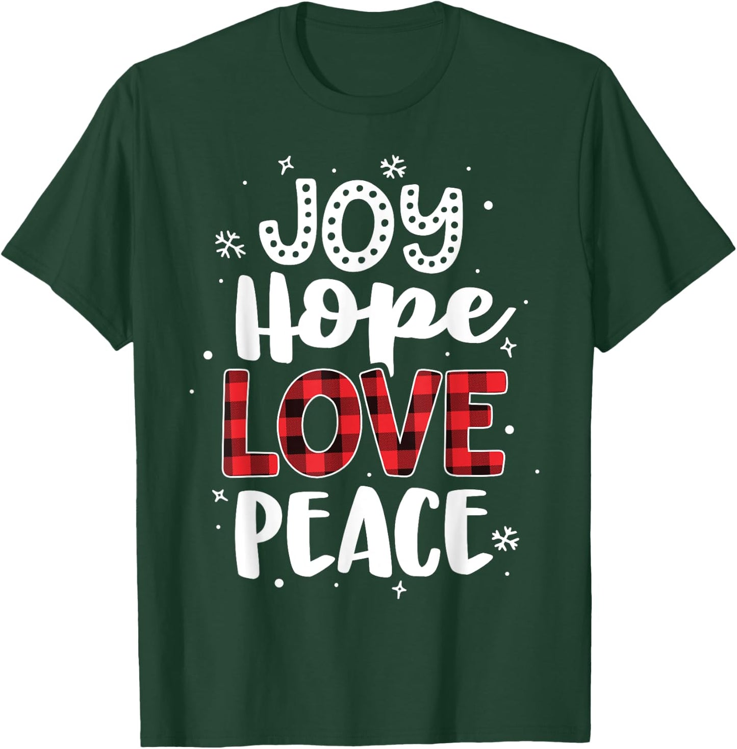Joy Hope Love Peace Red Buffalo Plaid Christmas Mom Women T-Shirt - T-Shirt | Forest