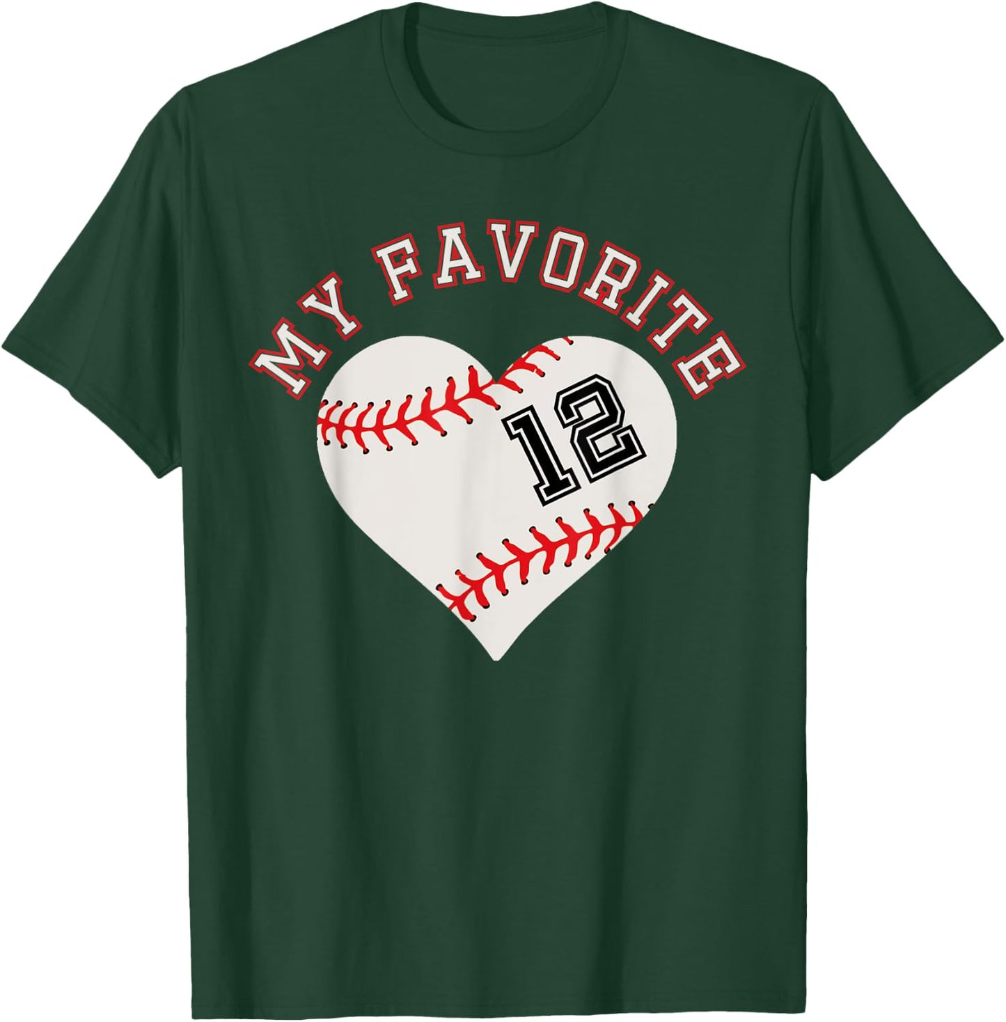 Baseball Player 12 Jersey Outfit No #12 Sports Fan Gift T-Shirt - T-Shirt | Forest