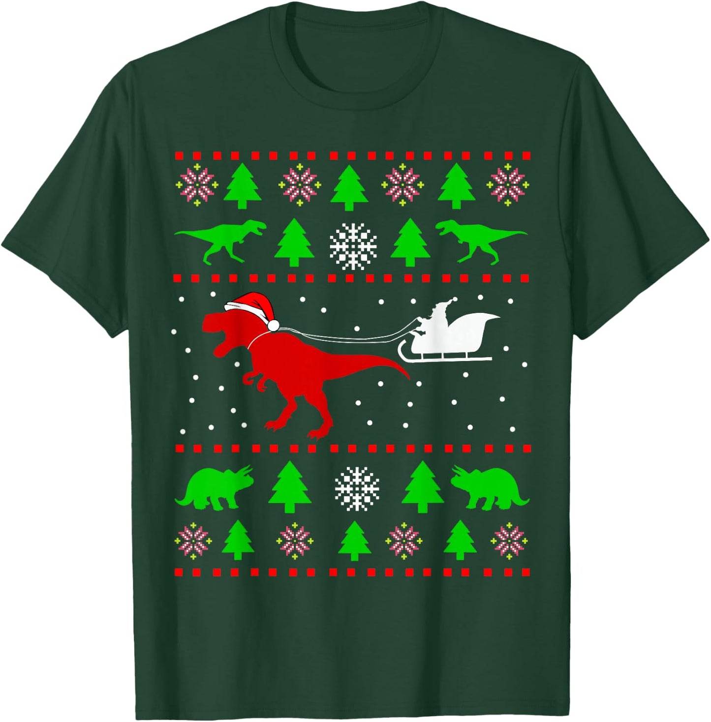 Dinosaur Ugly Christmas Sweater for Adults Kids T-Shirt - T-Shirt | Forest