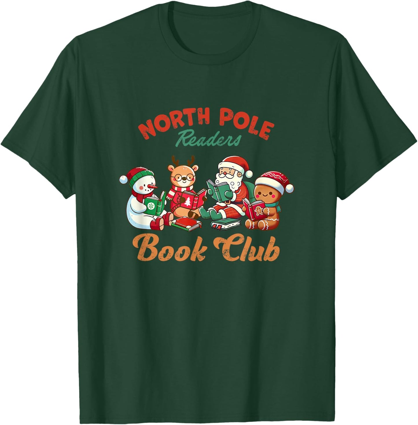 North Pole Readers Book Club Reading Book Christmas T-Shirt - T-Shirt | Forest