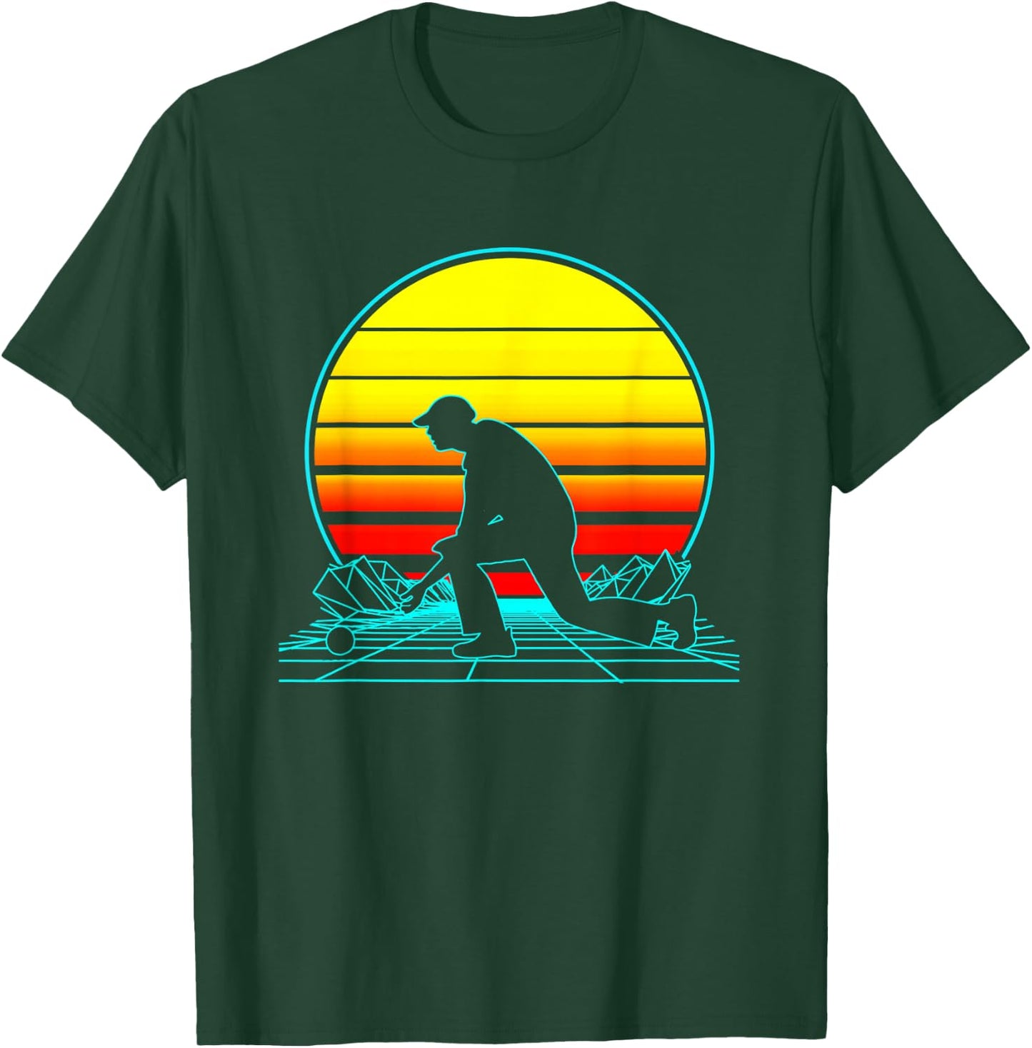 Retro Lawn Bowls Vaporwave T-Shirt - T-Shirt | Forest
