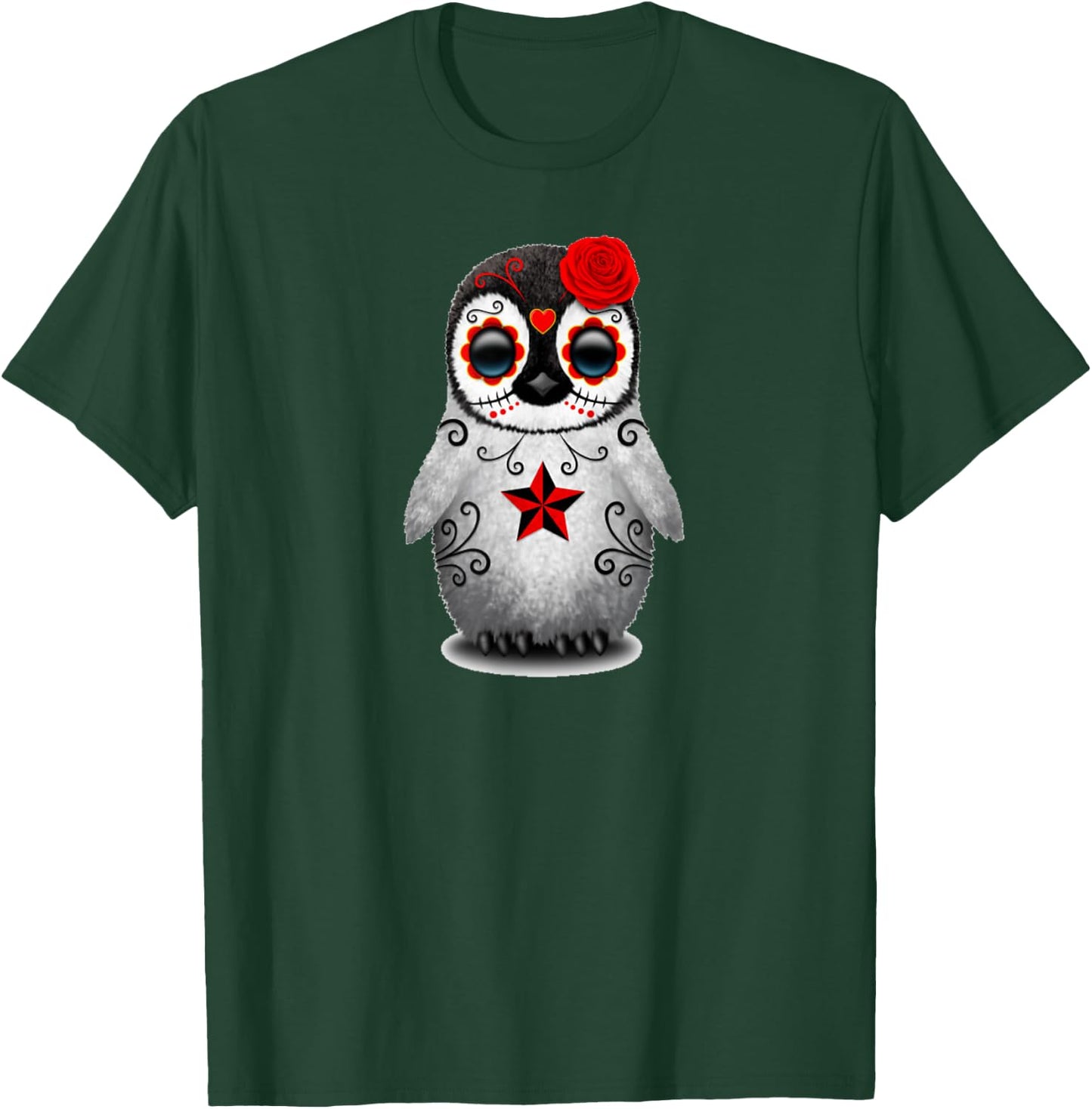 Sugar Skull Penguin Day Of The Dead Halloween T-Shirt - T-Shirt | Forest