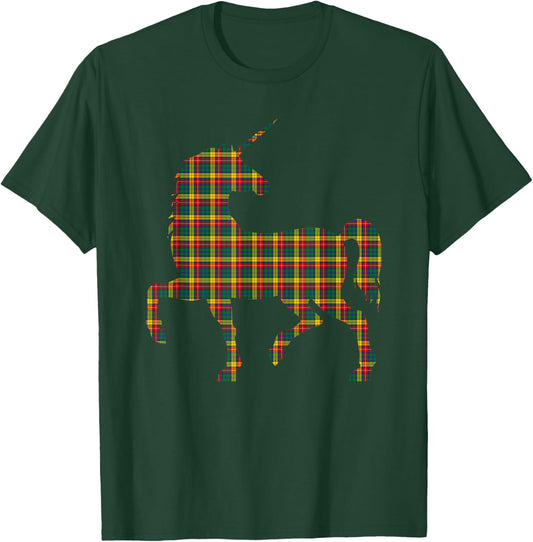 Buchanan Plaid Unicorn Scottish Pride Tartan T-Shirt - T-Shirt | Forest