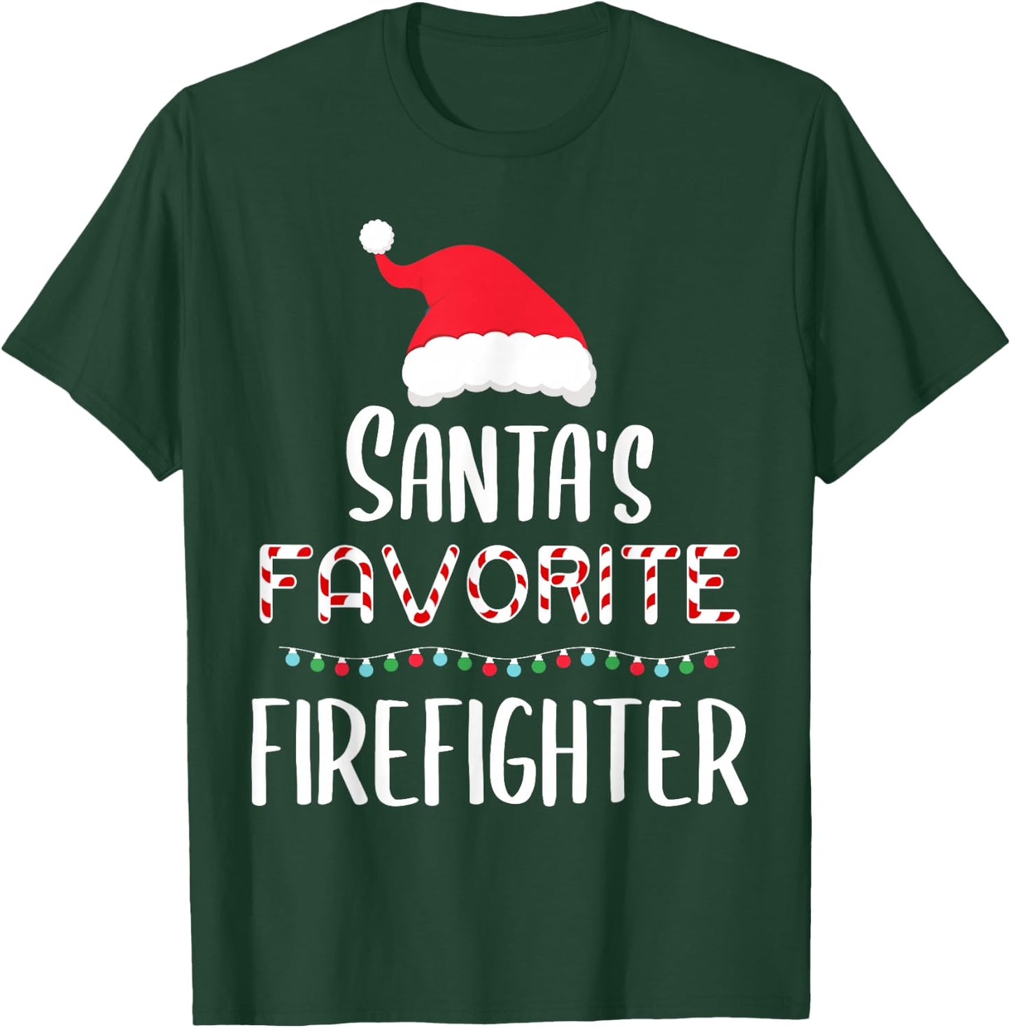 Santas Favorite Firefighter Pajamas Xmas Firefighter Costume T-Shirt - T-Shirt | Forest