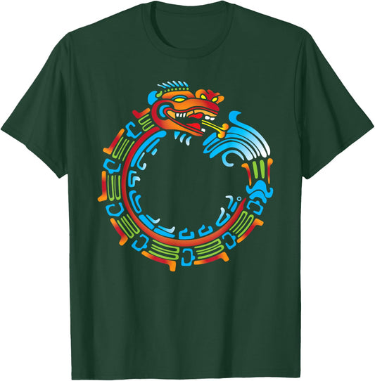 Ouroboros Quetzalcoatl Feathered Serpent Aztec Mayan T-Shirt - T-Shirt | Forest