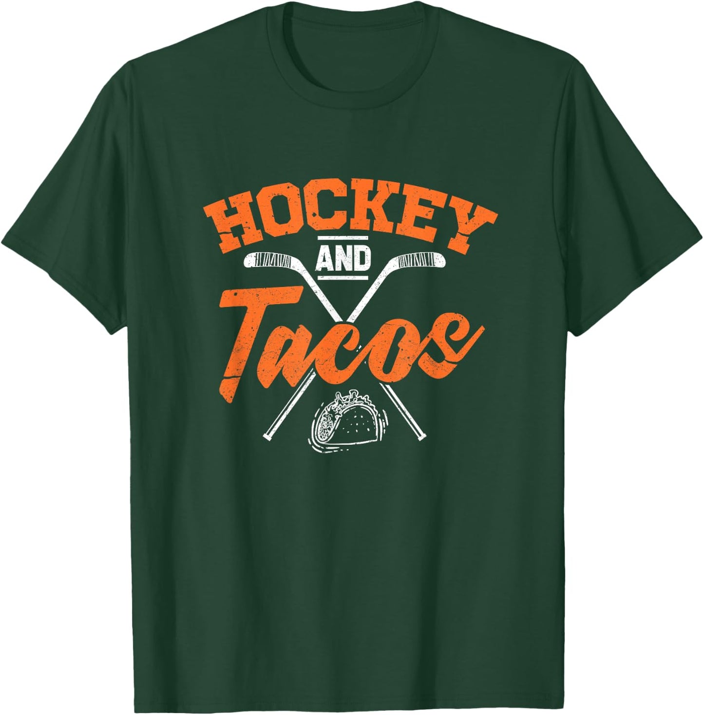 Hockey And Tacos Funny Ice Hockey Player Gift T-Shirt - T-Shirt | Forest