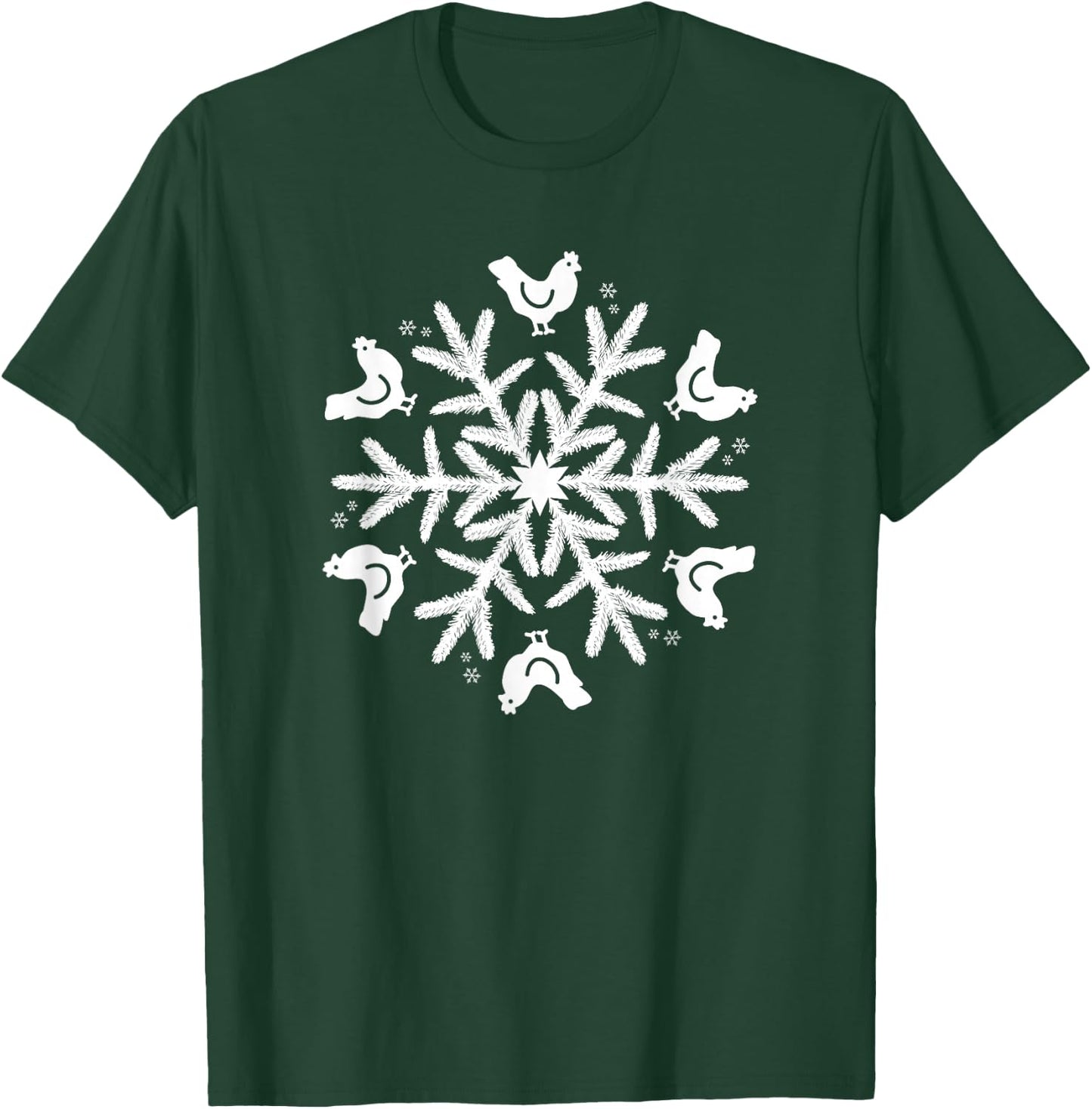 Snowflake Christmas Chicken T-Shirt - T-Shirt | Forest