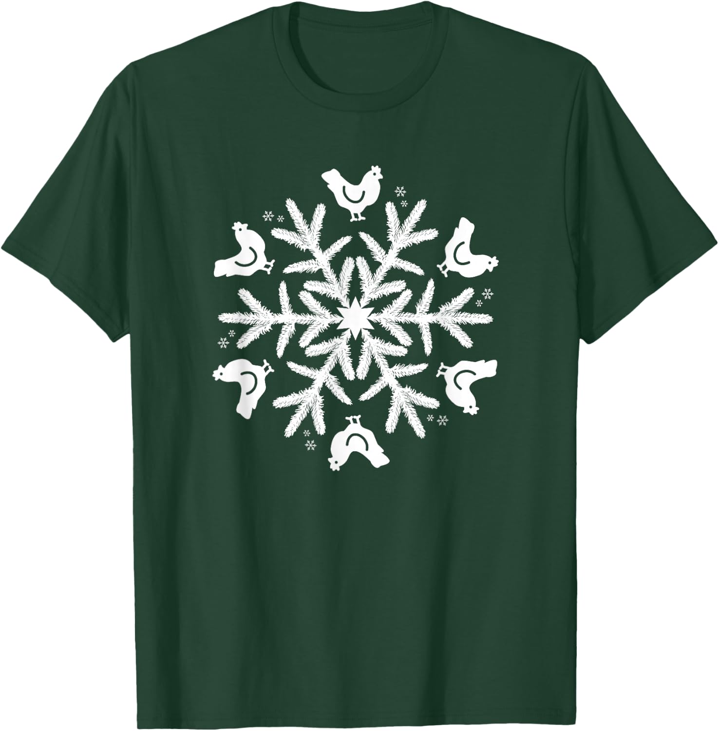 Snowflake Christmas Chicken T-Shirt - T-Shirt | Forest