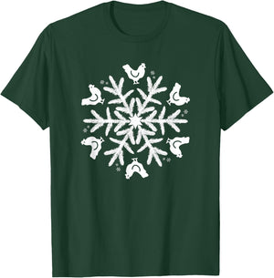 Snowflake Christmas Chicken T-Shirt - T-Shirt | Forest